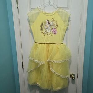 Disney Girls Yellow Glitter Beauty and the Beast Belle Gown Costume XL 14/16
